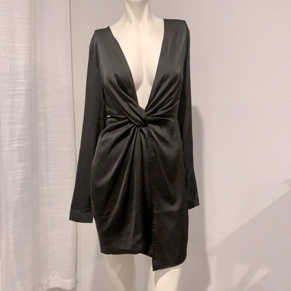 Fashion nova silk black dress, size XL